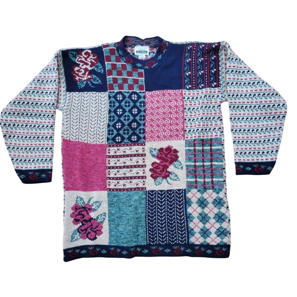 Adele Patchwork Sweater PM USA Multicolor Winter Layering Oversized‎ Cottagecore